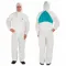 Disposable Coveralls, L, SMMMS, Elastic Wrist, Elastic Ankle, White, Serged Seam