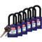 Lockout Padlock Keyed Different Purple 1/4 Inch - Pack Of 6