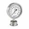 Pressure Gauge, 0 To 100 PSI, 2 1/2 Inch Dial, 1 1/2 Inch Tri-Clamp, +/-2.5% Accuracy