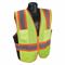 High Visibility Vest, ANSI Class 2, U, 5XL, Lime, Mesh Polyester, Zipper, Contrasting