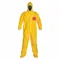 Hooded Chemical Resistant Coveralls, Tychem 2000, Light Duty, Taped Seam, Yellow, 3XL