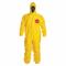 Hooded Chemical Resistant Coveralls, Tychem 2000, Light Duty, Taped Seam, Yellow, 3XL