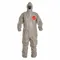 Hooded Chemical Resistant Coveralls, Tychem 6000, Light Duty, Taped Seam, Gray, M, B