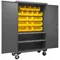 Mobile Cabinet, 16 Gauge, 18 Bin, Yellow