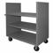 Solid Stock Truck With Push Handle, 2 Sided, 3 Shelf, Gray