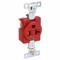 Receptacle, Single, 5-20R, 20 A, 125V AC, Red, 2 Poles, Screw Terminals