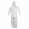 Hooded Disposable Coveralls, KeyGuard, Serged Seam, White, Elastic Cuff, Elastic Ankle
