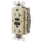 Gfci Receptacle, 20A 125V Ground Fault Receptacle, Ivory