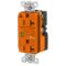 Duplex Receptacle, 20A 125V, Orange, With Light And Alarm