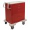 Chariot de fournitures médicales générales avec tiroirs, Acier, Pivotant/ Pivotant avec frein, Rouge, Rouge