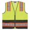 High Visibility Vest, ANSI Class 2, U, 5XL, Lime, Solid Polyester, Zipper