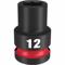 Standard Impact Socket, 1/2 Inch Drive Size, 12 mm, 6-Point