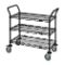 Wire Utility Cart, 3 Wire Shelf, 24 x 48 x 37-1/2 Inch Size, Black Epoxy