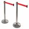 Prime Barrier Post With Belt, Stainless Steel, Polished Stainless Steel, Sloped, 2 PK