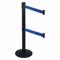 Barrier Post With Belt, Aluminum, Black, 40 Inch Post Height, 2 1/2 Inch Post Dia, Sloped
