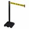Barrier Post With Belt, Aluminum, Black, 40 Inch Post Height, 2 1/2 Inch Post Dia, Square