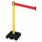 Barrier Post With Belt, PVC, Yellow, 40 Inch Post Height, 2 1/2 Inch Post Dia