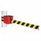 Retractable Belt Barrier, Black And Yellow Diagonal Striped, Red, 25 ft Belt Length