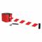 Retractable Belt Barrier, Red And White Diagonal Striped, Red, 25 ft Belt Length