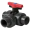 Diverter Ball Valve, 50mm Size, PVC, 3 Way, Horizontal, EPDM