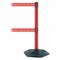 Barrier Post With Belt, PVC, Red, 38 Inch Height, 2 1/2 Inch Dia.