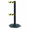 Barrier Post With Belt, PVC, Black, 38 Inch Height, 2 1/2 Inch Dia.