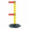 Barrier Post With Belt, PVC, Yellow, 38 Inch Post Height, 2 1/2 Inch Post Dia
