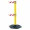 Barrier Post With Belt, PVC, Yellow, 38 Inch Height, 2 1/2 Inch Dia., Hexagonal