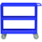 3-hylla Utility Cart med läpp, 24 x 36 x 39 tum, blå, form på hjul