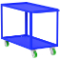 2 Shelf Utility Cart With Lip, 24 x 48 x 39 Inch Size, Blue, Mold On Caster