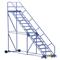 Rolling Warehouse Ladder, 50 Degree, Perforated, 15 Step, 21 Inch Size