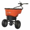 Broadcast Spreader, 130 lbs kapacitás, Pneumatic Wheel Type, Spinner Drop Type