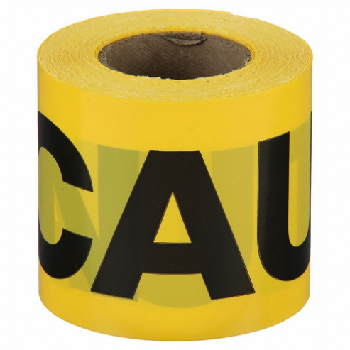 Barricade Tape, 300 Ft. Length, 3 Inch Width, Caution Legend, Polyethylene, Yellow Color, 16PK