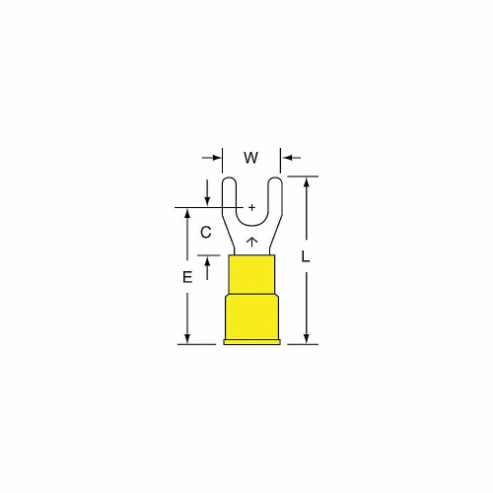 3M MV10-10FK Fork Terminal Yellow 12 To 10 Awg, 500 Pk | AC2FBQ 2JJW2