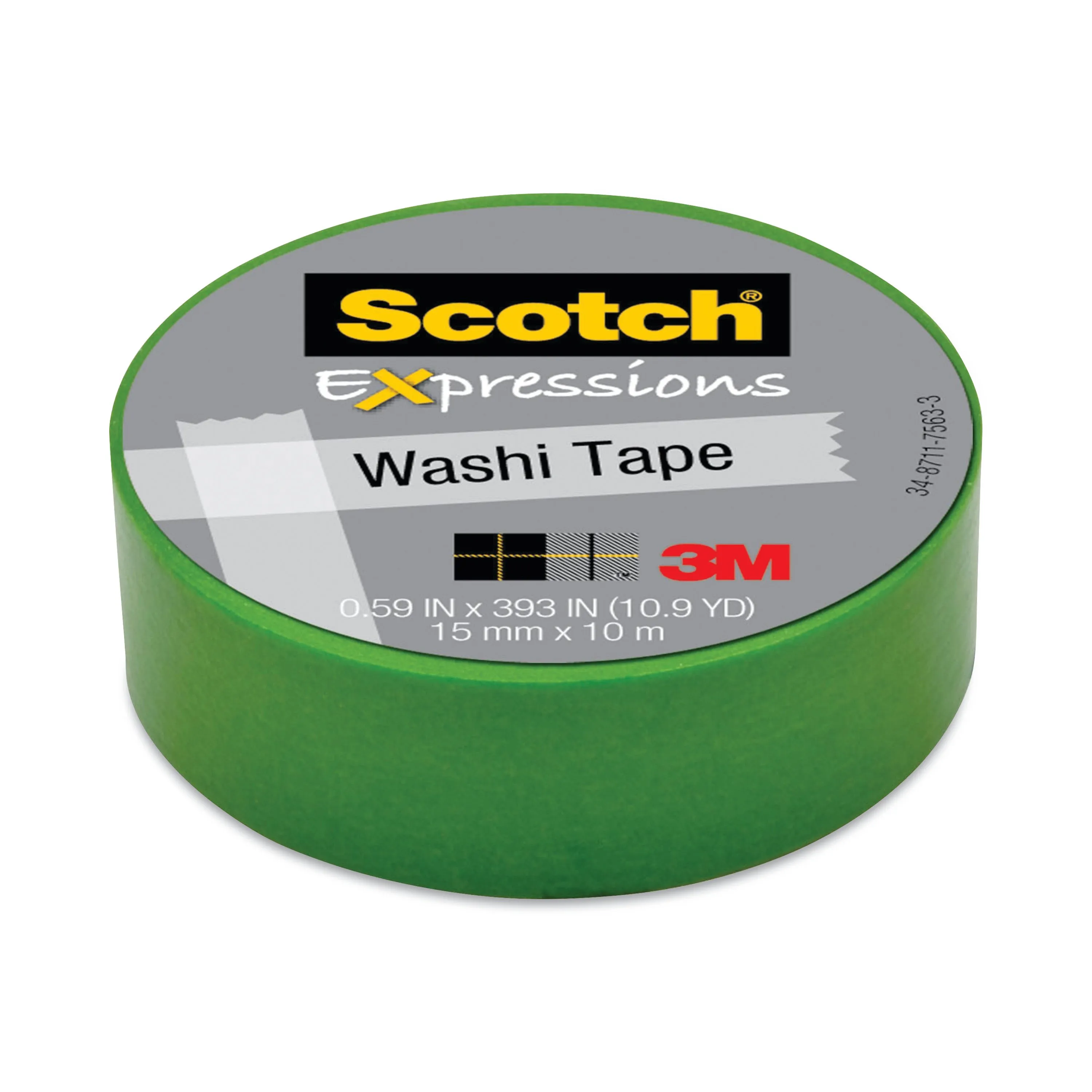 Expressions Washi Tape, 0.59 Inch x 32.75 ft, Green