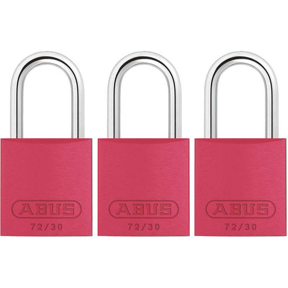 ABUS 72/30 KA X 3 Keyed Padlock Medium Red U-Shape PK3 | AG2NCA 31NF12