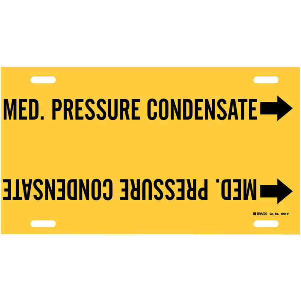 BRADY 4094-F Pipe Marker Med. Pressure Condensate Yellow | AF4XBJ 9NMR1