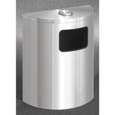 Trash Can Half Round 24 gallon Silver