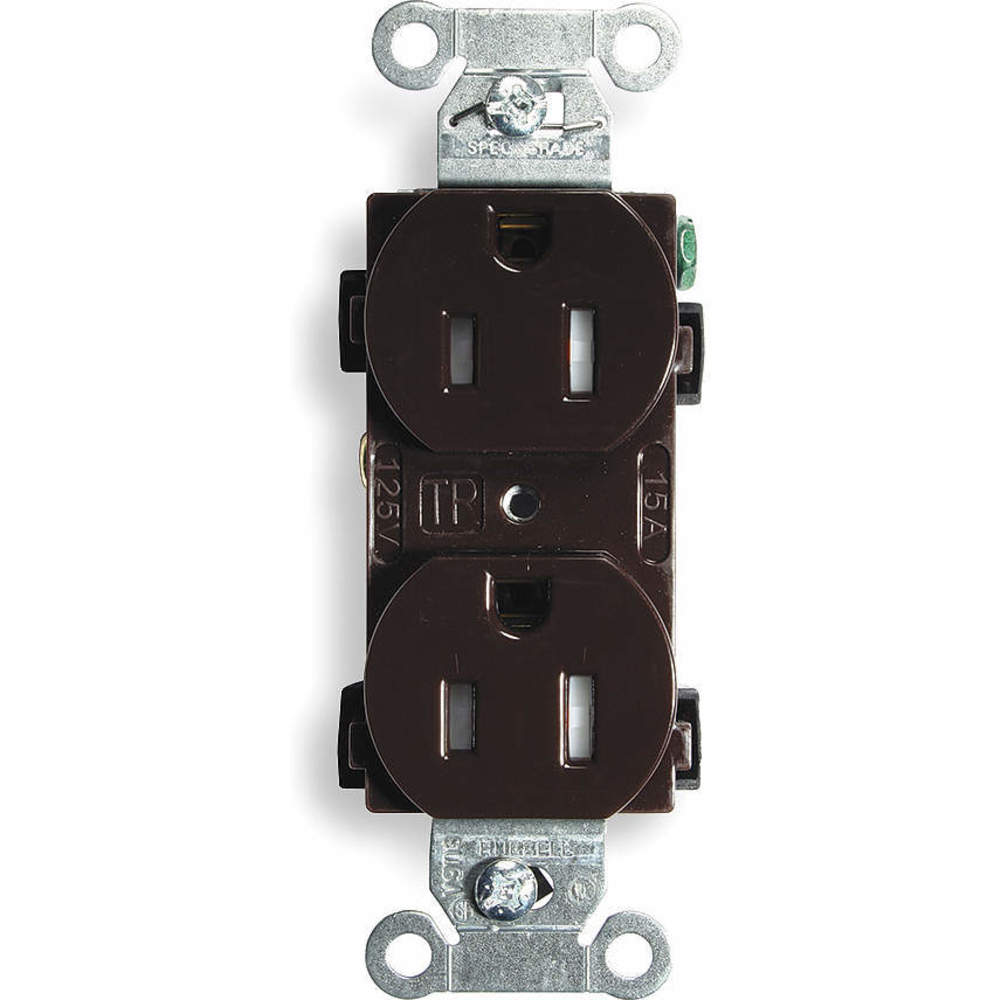 HUBBELL WIRING DEVICE-KELLEMS CR15TR Straight Receptacle, Duplex, 15A 125V, Brown, 1 Pk | AC2AJM 2HDX9