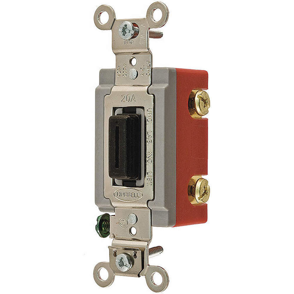 HUBBELL WIRING DEVICE-KELLEMS HBL1222L Toggle Switch, Double Pole, 20A, 120/277VAC, Black | AC8QGU 3D363