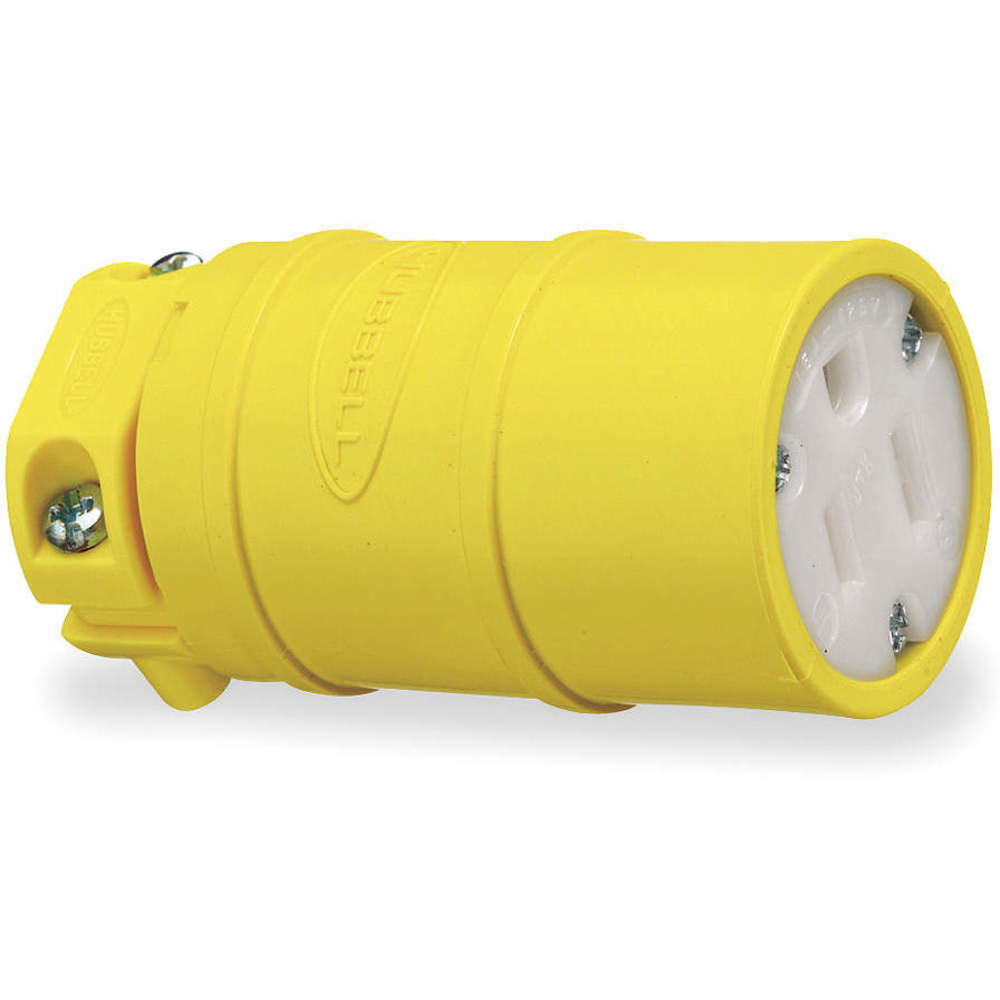 HUBBELL WIRING DEVICE-KELLEMS HBL1547 Dust Tight Connector, Industrial Grade, Straight, 15A 125V, 5-15R, Yellow, 1 Pk | AE7LGC 5Z872