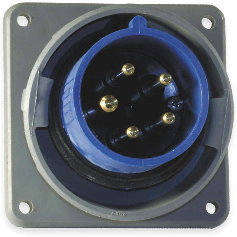 HUBBELL WIRING DEVICE-KELLEMS HBL520B9W Iec Pin And Sleeve Inlet, Male, 20 A, 120 - 208 VAC, 4 Pole, Blue | AB3TQG 1VCR3