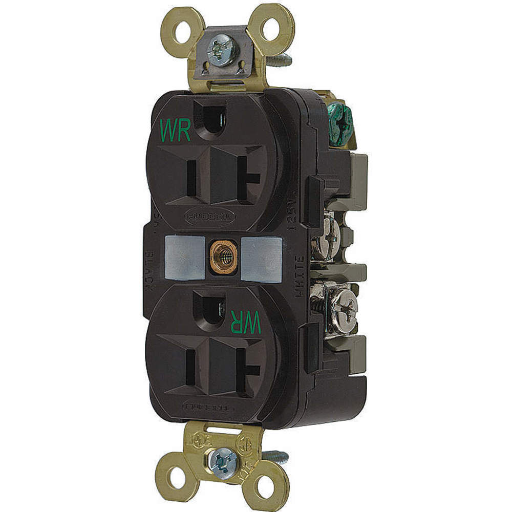 HUBBELL WIRING DEVICE-KELLEMS HBL5362WR Straight Receptacle, Duplex, 20A 125V, Brown, 1 Pk | AC2ALP 2HEF1