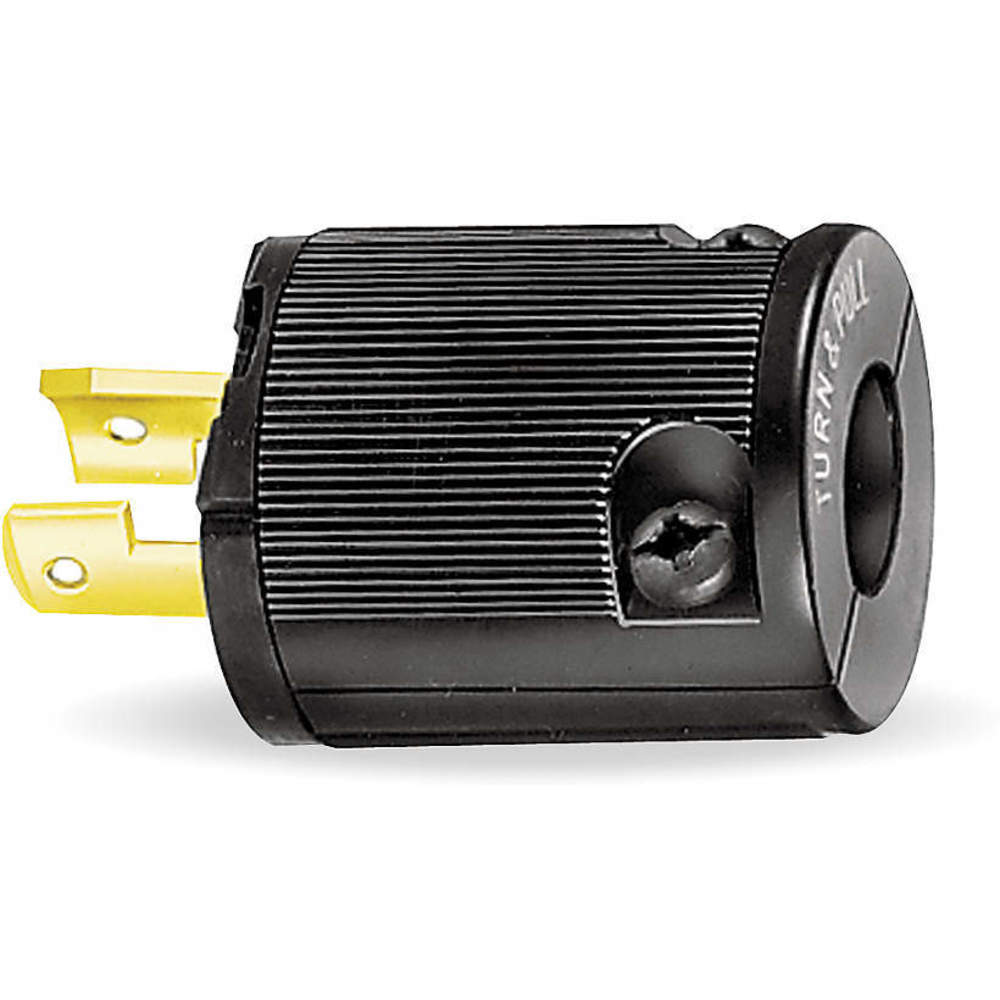 HUBBELL WIRING DEVICE-KELLEMS HBL7465V Male Plug, 15A, 125V, 2-Pole, 2-Wire Non Grounding, Black | AB4CXQ 1X999