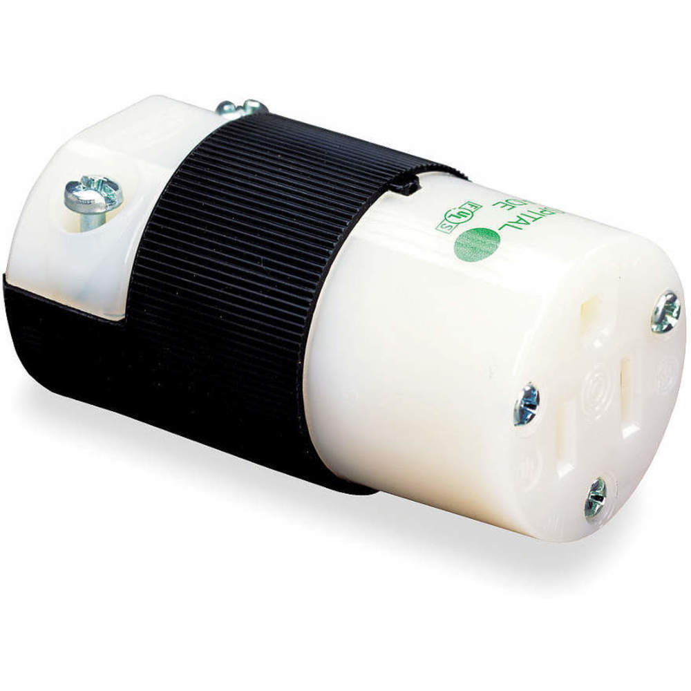 HUBBELL WIRING DEVICE-KELLEMS HBL8219C Female Connector, Straight, 15A 125V, 5-15R, Black And White, 1 Pk | AE2YVU 5A077