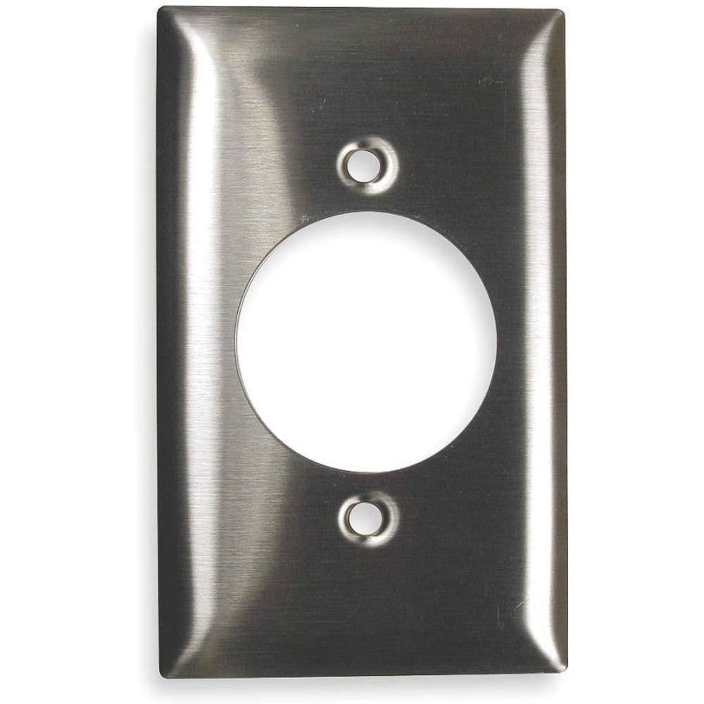 HUBBELL WIRING DEVICE-KELLEMS SS725 Receptacle Wallplate, 0.035 Inch Opening, Stainless Steel | AC8QJM 3D465