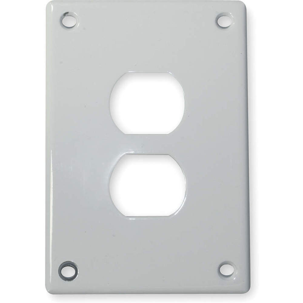 HUBBELL WIRING DEVICE-KELLEMS SWP8 Security Wallplate, 1-Gang, 1 Duplex Opening, Standard Size, White, Steel | AC9VTR 3KT99