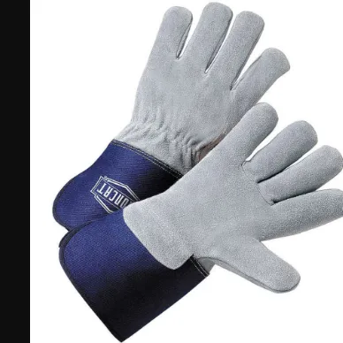 Leather Palm Gloves Cowhide Blue/gray M Pk12