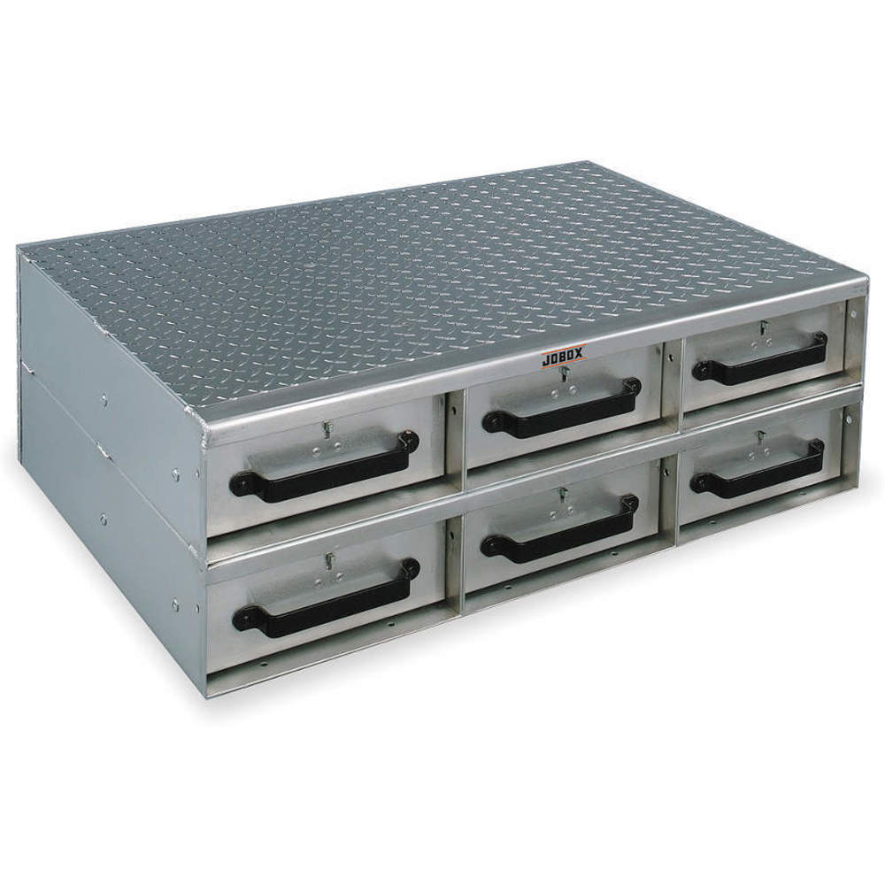 JOBOX 1406980 Drawer Storage, Heavy Duty, 6 Drawer, 26 x 36 x 12 Inch Size, Silver, Aluminium | AA9UKM 1FEH8