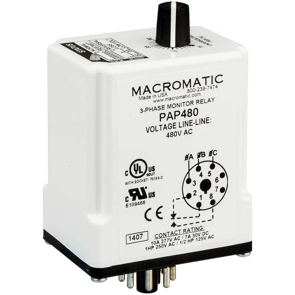 MACROMATIC PAP240 3-Phase Line Monitor SPDT, 8 Pin, 240VAC | AE7BKF 5WMJ5
